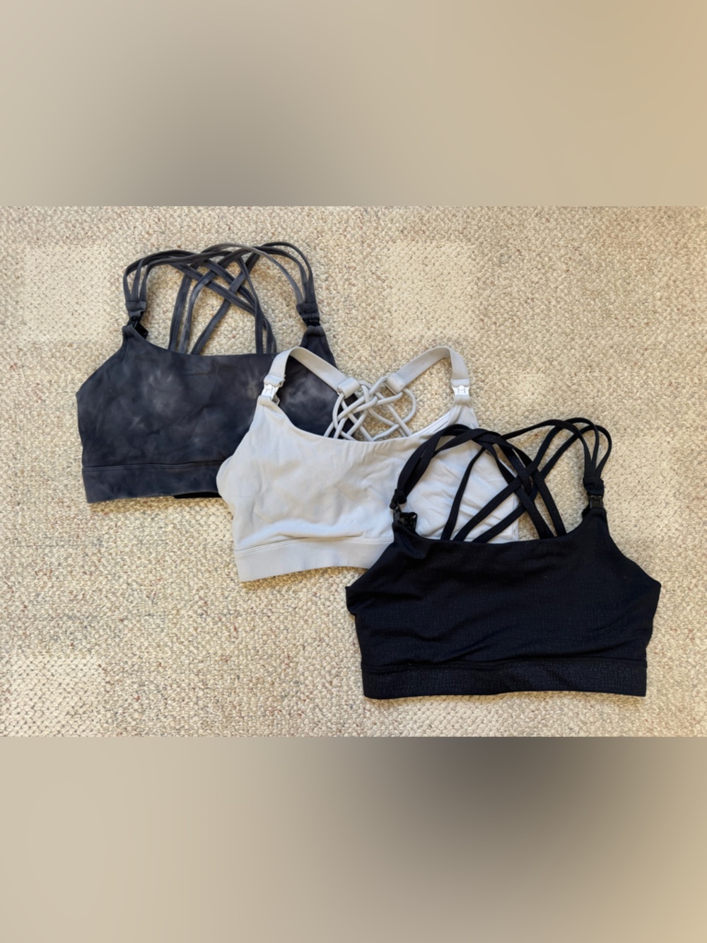 Set of 3 Nursing Sports Bra - Black, Light Gray, Charcoal